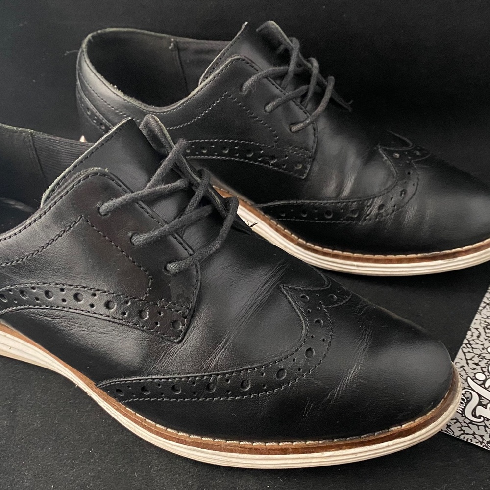 WOMENS COLE HAAN ORIGINAL GRAND WINGTIP OXFORD BLACK OPTIC WHITE LUNARGRAND SZ 6